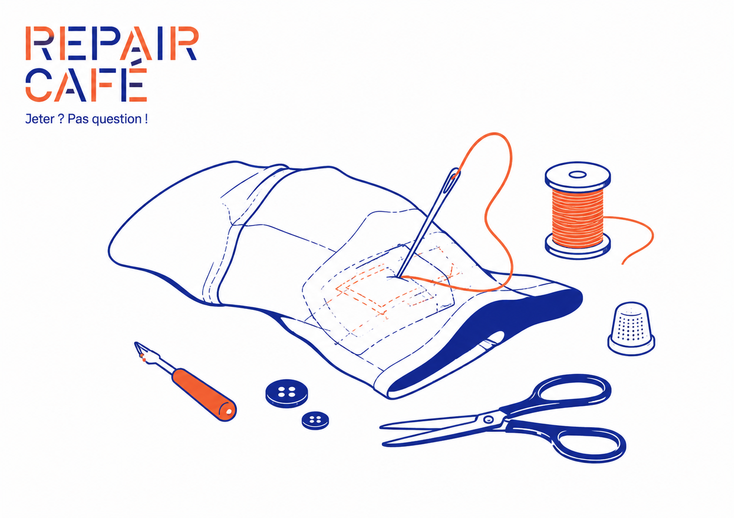 Atelier couture bénévole au Repair Café de Chevry-Cossigny